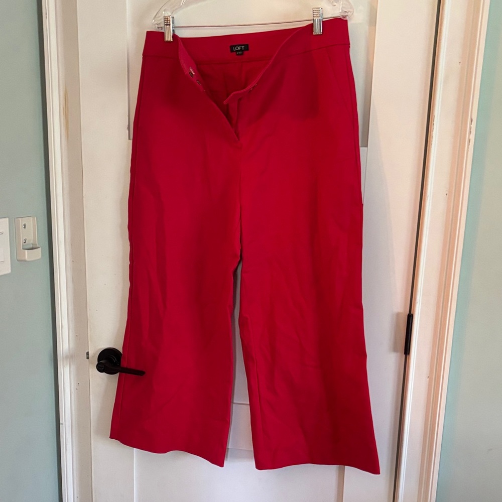 LOFT Vibrant Red Wide Leg Pants